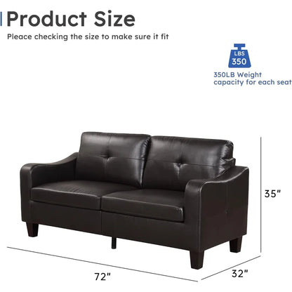 Luxury Sofa Sets: 2-Piece Faux Leather Reception Sofa & Loveseat Set