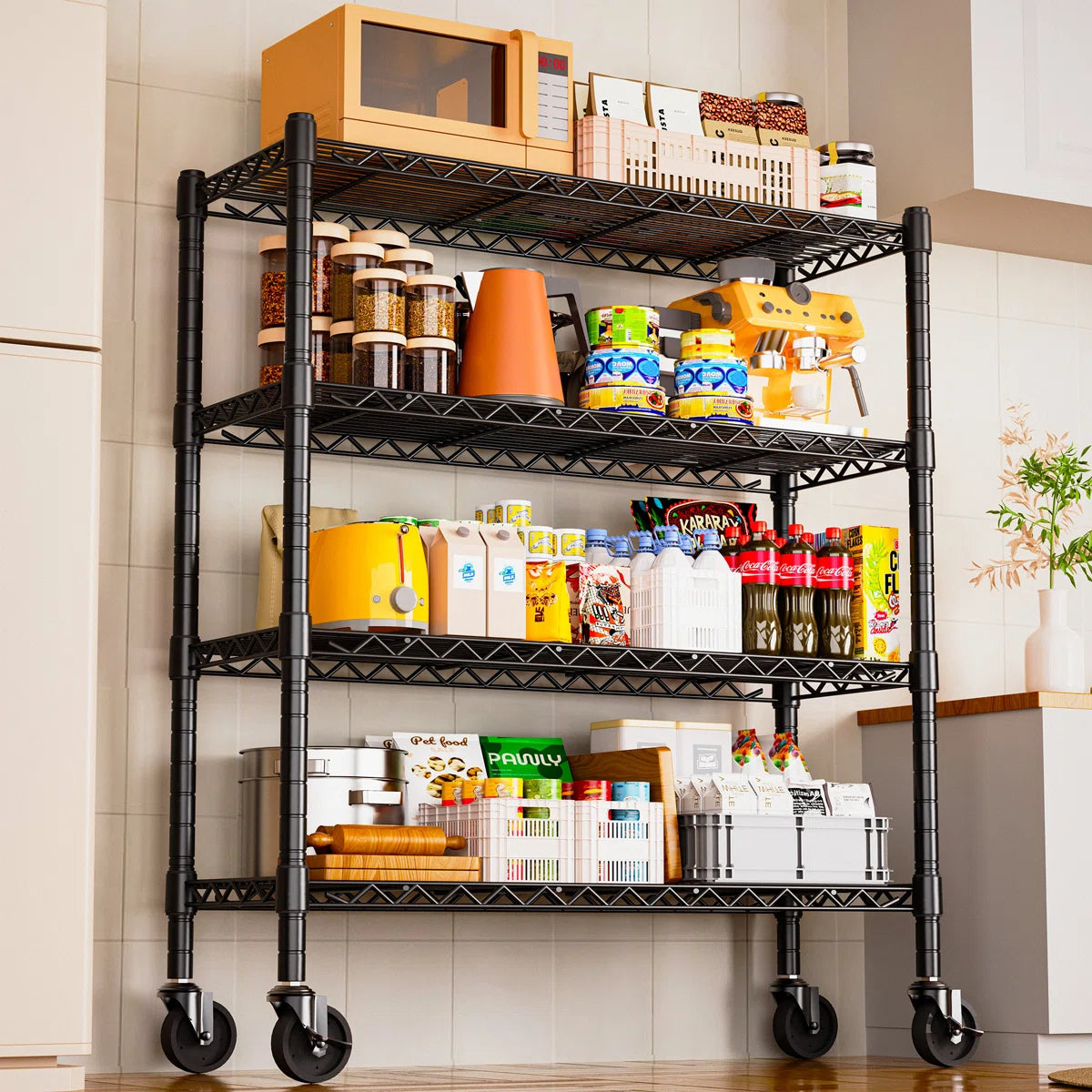 Kitchen Rack: Utility Shelving Unit with 5-tier for Storage Shelving Steel Wire Organizer Rack for Office, Kitchen, and Home