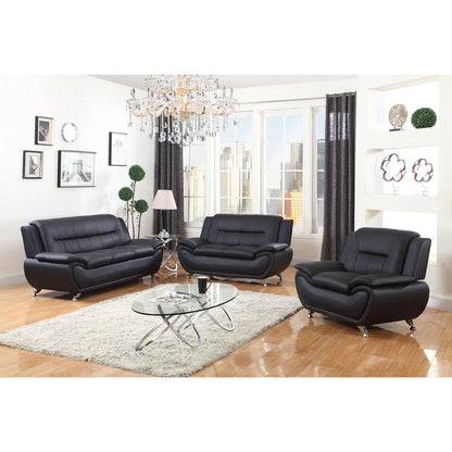 Luxury Sofa Sets: 3-Piece Sofa, Loveseat & Chair with Chrome Legs