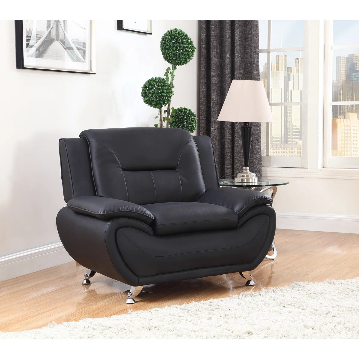 Luxury Sofa Sets: 3-Piece Sofa, Loveseat & Chair with Chrome Legs