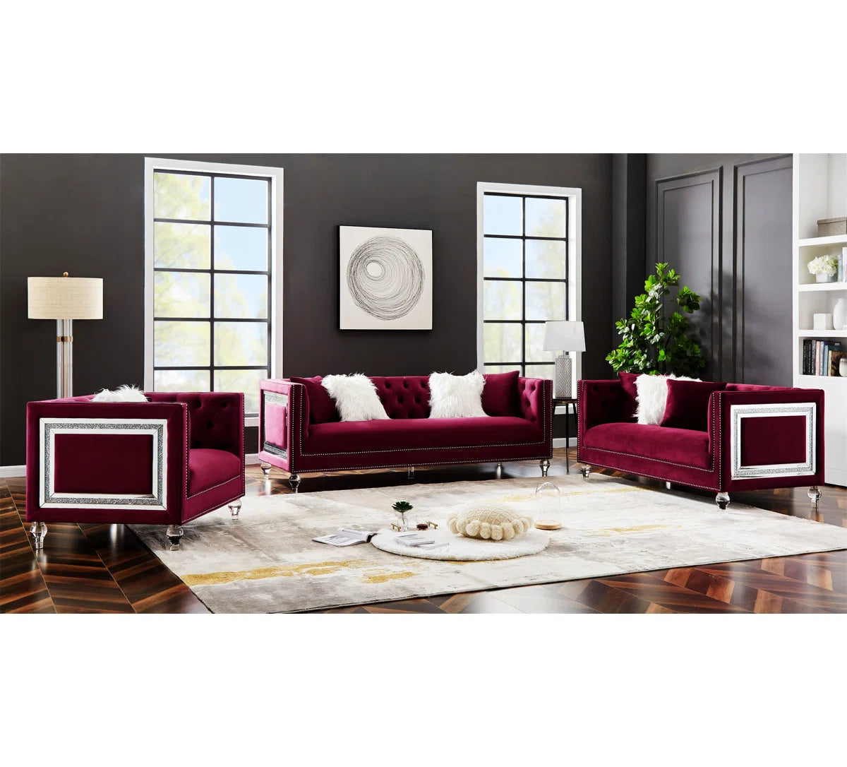 7 Seater Sofa Set: Luxurious Velvet 1+2+3 Seater Combination Sofa Set