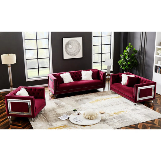 7 Seater Sofa Set: Luxurious Velvet 1+2+3 Seater Combination Sofa Set