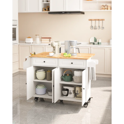 Kitchen Island Table: Expandable Countertop, Storage, and Locking Wheels