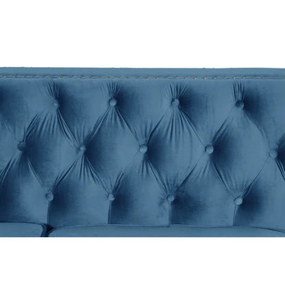 Luxury Sofa Sets: 3-Piece Navy Blue Velvet Sofa Set with Nailhead Trim