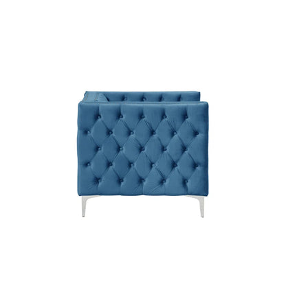 Luxury Sofa Sets: 3-Piece Navy Blue Velvet Sofa Set with Nailhead Trim