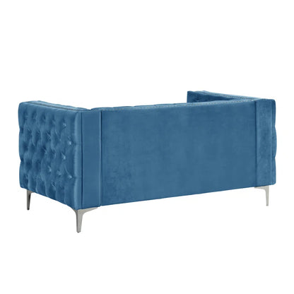 Luxury Sofa Sets: 3-Piece Navy Blue Velvet Sofa Set with Nailhead Trim