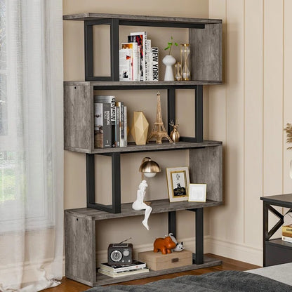 Bookshelf: 57" H x 31.5" W Steel Geometric Bookcase