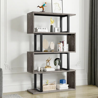 Bookshelf: 57" H x 31.5" W Steel Geometric Bookcase