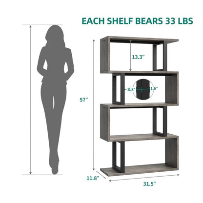 Bookshelf: 57" H x 31.5" W Steel Geometric Bookcase