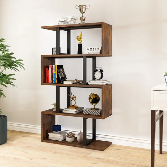 Bookshelf: 57" H x 31.5" W Steel Geometric Bookcase