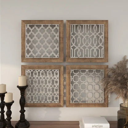 Wall Art: Metal and Wood Wall Decor (Set of 4)