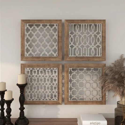 Wall Art: Metal and Wood Wall Decor (Set of 4)