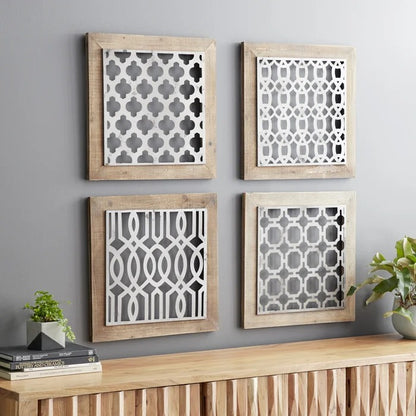 Wall Art: Metal and Wood Wall Decor (Set of 4)