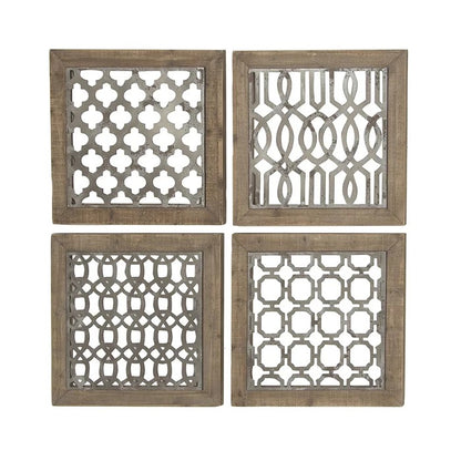 Wall Art: Metal and Wood Wall Decor (Set of 4)
