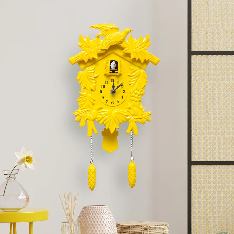Wall Decor: Mandir Design Wall Clock Yellow
