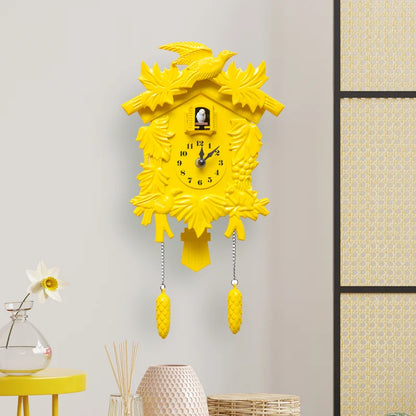 Wall Decor: Mandir Design Wall Clock Yellow