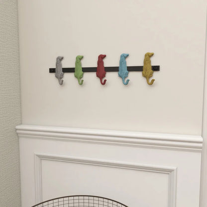 Wall Hook: Iron 5 Hook Wall Mounted Rack