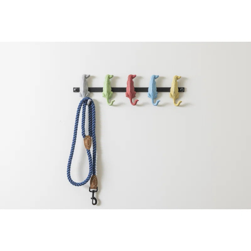 Wall Hook: Iron 5 Hook Wall Mounted Rack