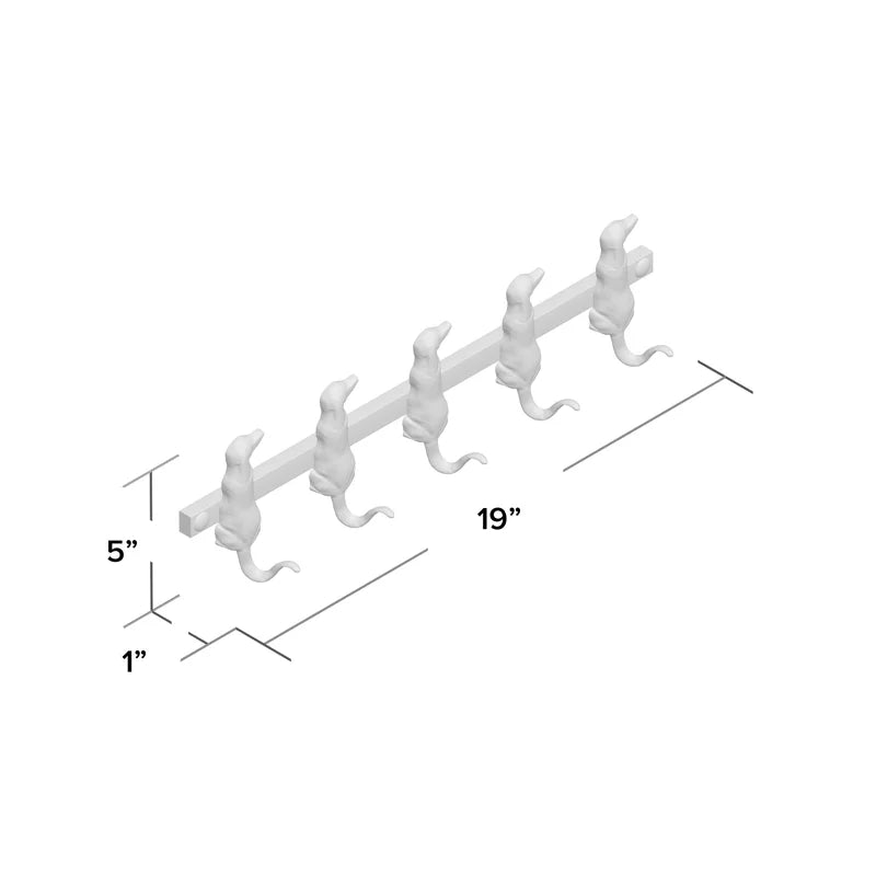 Wall Hook: Iron 5 Hook Wall Mounted Rack