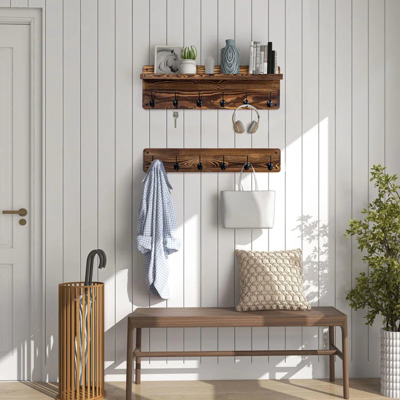 Wall Hook: Wooden Wall Hook with Rack