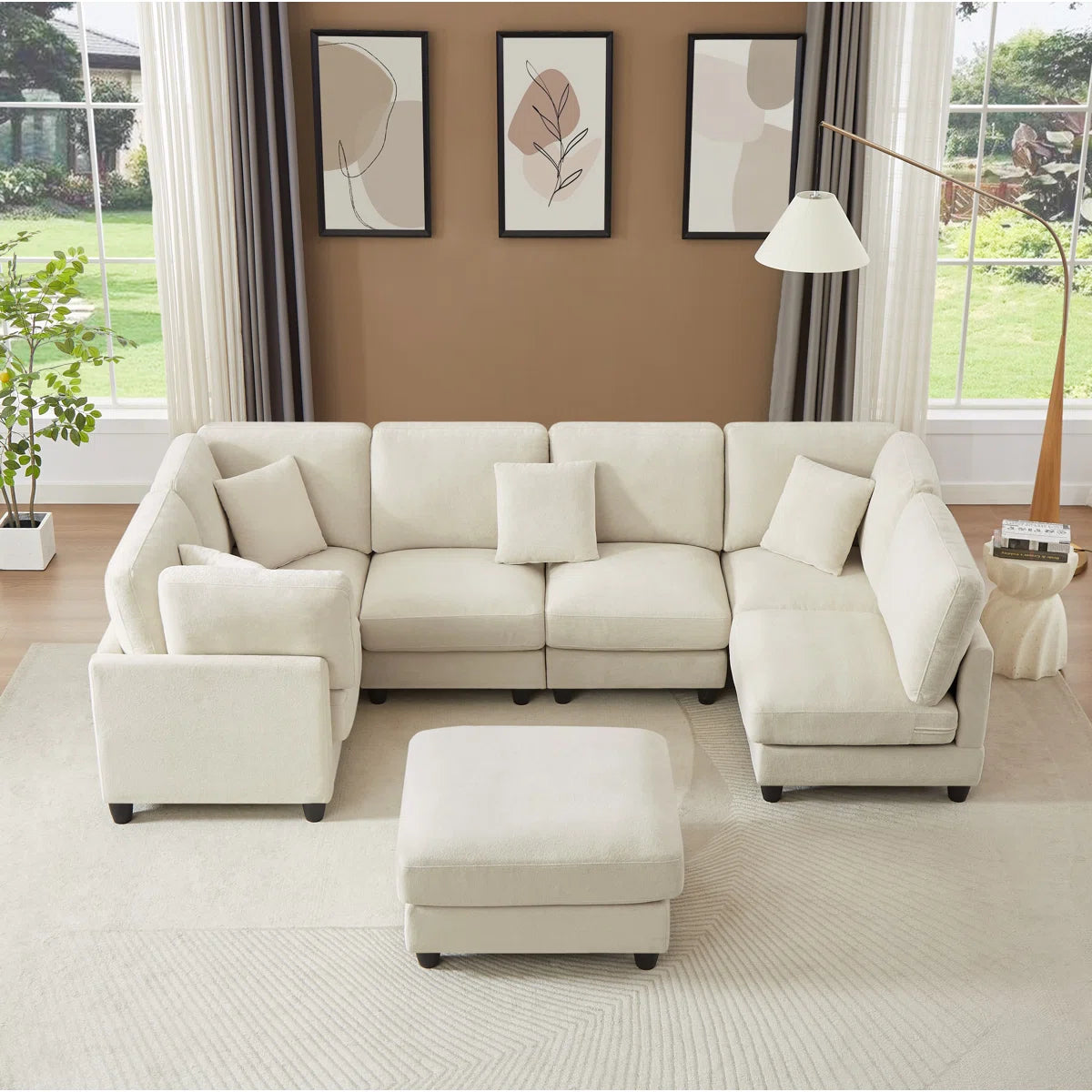 7 Seater Sofa Set: 7-Piece Upholstered Sectional for Living Room