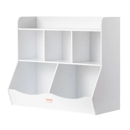 Kids Toy Storage Unit: 5-Compartment Organiser with Bookshelf
