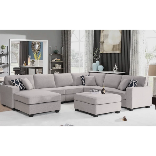 7 Seater Sofa Set:  9 - Piece Upholstered Sectional Sofa Set