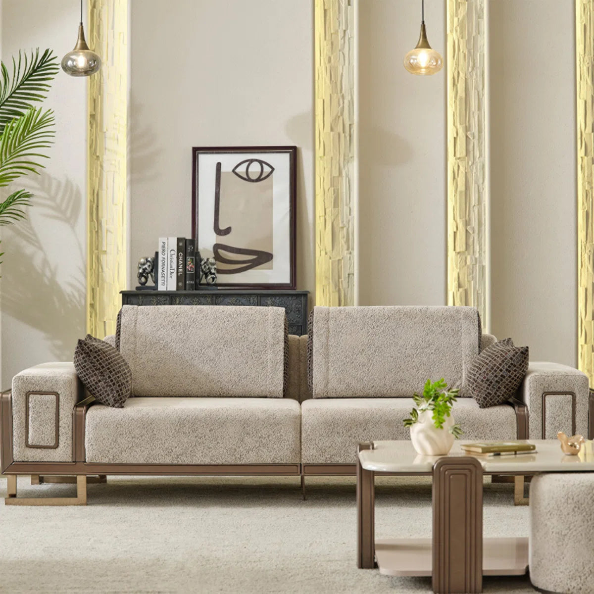 7 Seater Sofa Set: Stylish Four-Piece Chesterfield Corner Sofa