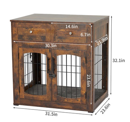 Dog House: Brown Wood Dog Kennel