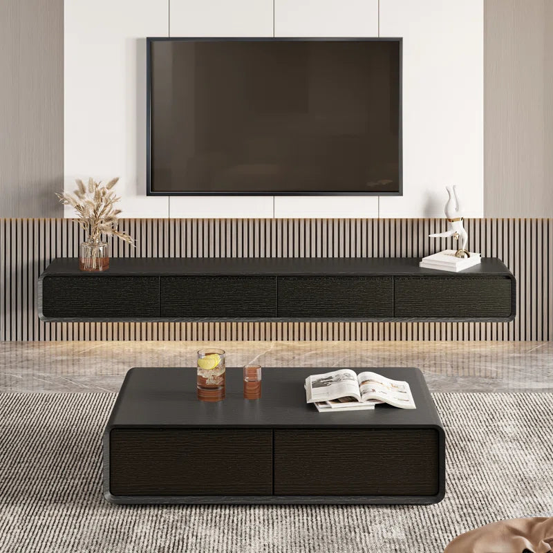 tv panel: Solid wood, 4 drawers, Randalstown floating TV stand, entertainment center, fully assembled