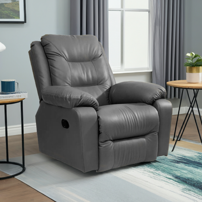 1 Seat Recliner Sofa with Premium Leatherette, Grey