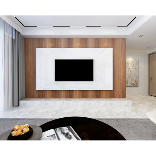 TV Panel: 94.5" L x 5.75" W Shiplap 3D Wood Wall Paneling Set