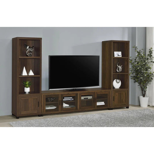 tv panel: 85" TV Stand with Cabinets, Shelves, and Modern Style