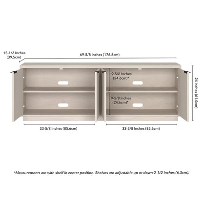 TV Panel: TV Stand for TVs up to 78" with Elegant Panel Backdrop and Modern Décor Accents