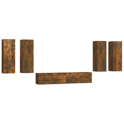 tv panel: 6-Piece tv panel and Entertainment Center Set in Durable Engineered Wood Finish