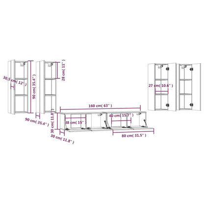 tv panel: 6-Piece tv panel and Entertainment Center Set in Durable Engineered Wood Finish