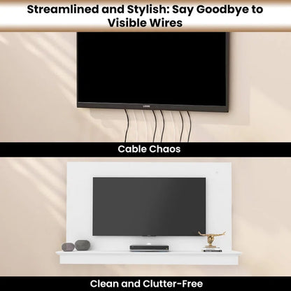 tv panel: Dymphia Wall-Mounted TV Panel with LED Lights and a Shelf