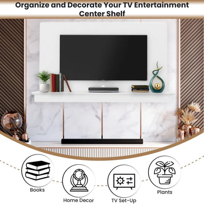 tv panel: Dymphia Wall-Mounted TV Panel with LED Lights and a Shelf