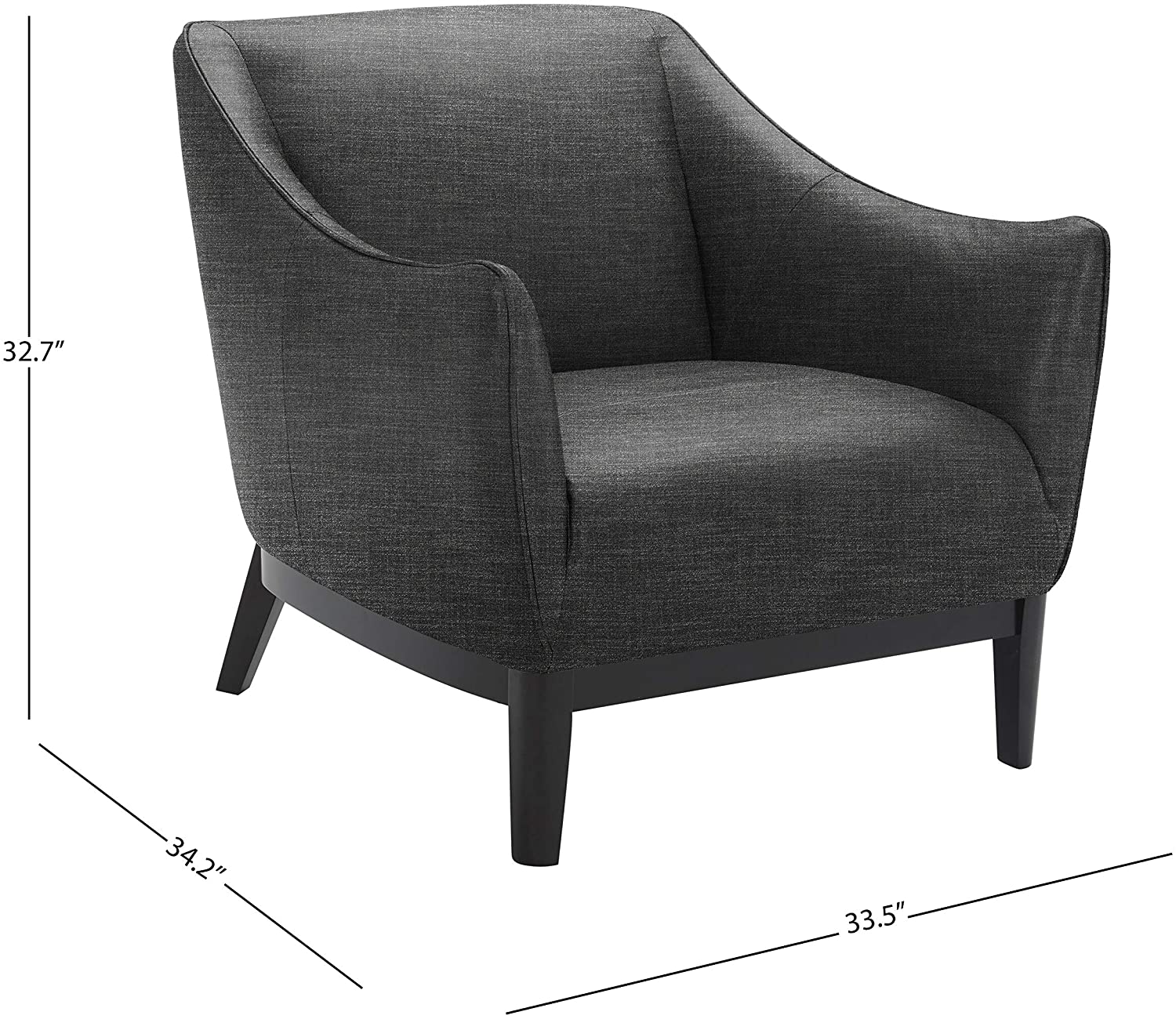 Sofa Chair: Dark Grey Chair with Curved Armrests