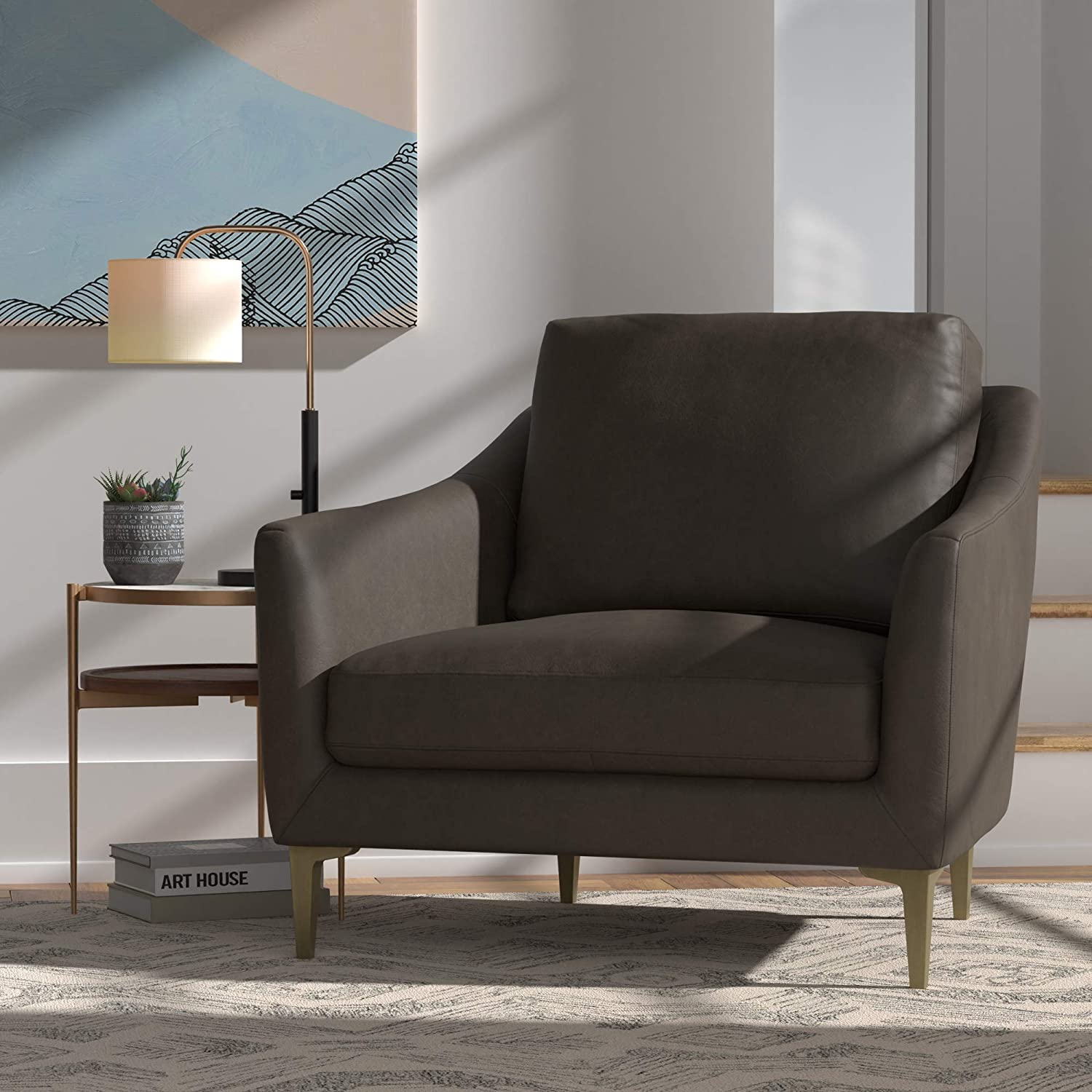 Sofa Chair: Blue, Cognac Leatherette, Grey Leatherette, Light Grey