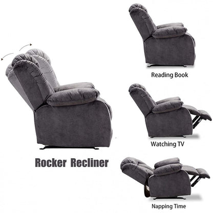 Recliners:-Fabric Manual Recliner And Massage Chairs In Grey Color