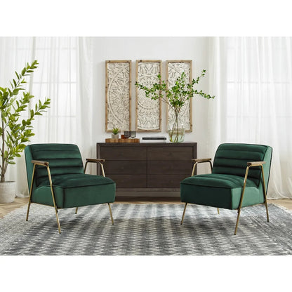 1 Seater Sofa Set : JENI 24.4'' Wide Tufted Velvet Armchair (Set of 2)
