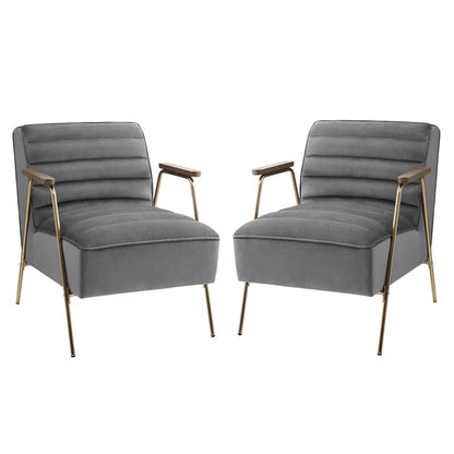 1 Seater Sofa Set : JENI 24.4'' Wide Tufted Velvet Armchair (Set of 2)