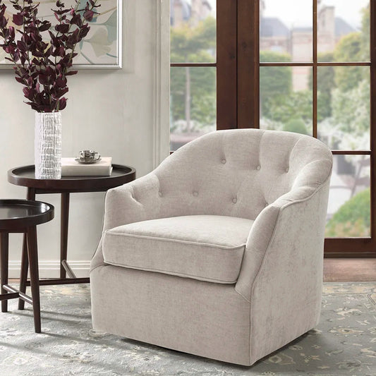 1 Seater Sofa Set : Sid 30.3'' Wide Tufted Velvet Swivel Armchair