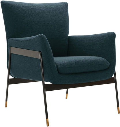 Sofa Chair: Slate Blue Velvet Chair with Arms