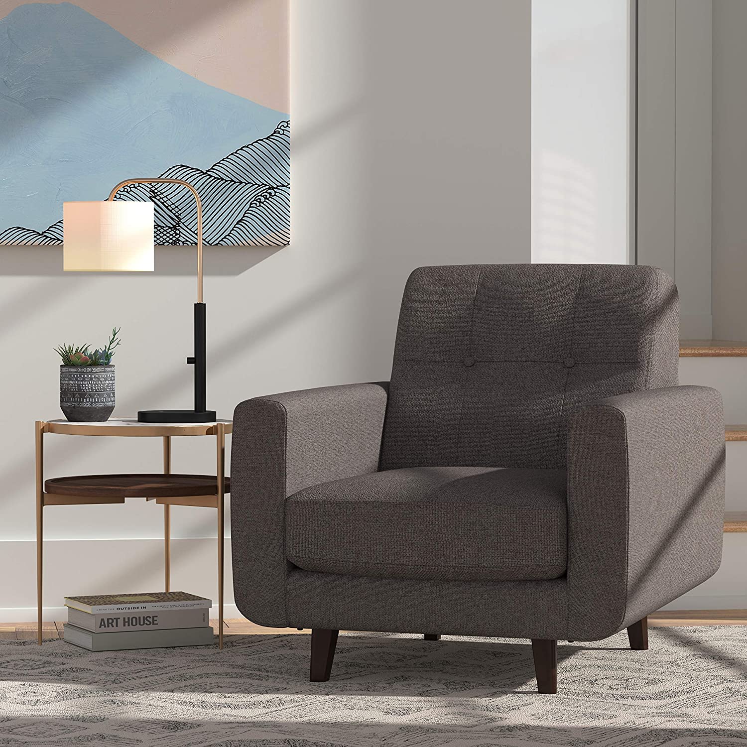 Sofa Chair : Storm Grey Armchair with Tapered Legs
