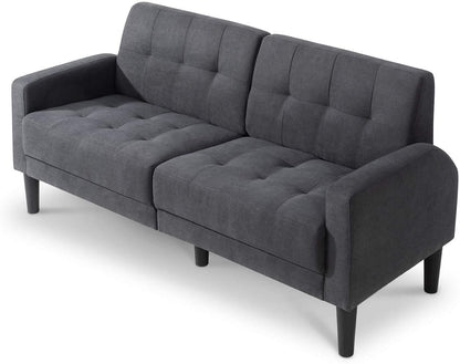 2 Seater Sofa Set: Dark Grey Convertible Sofa Couch