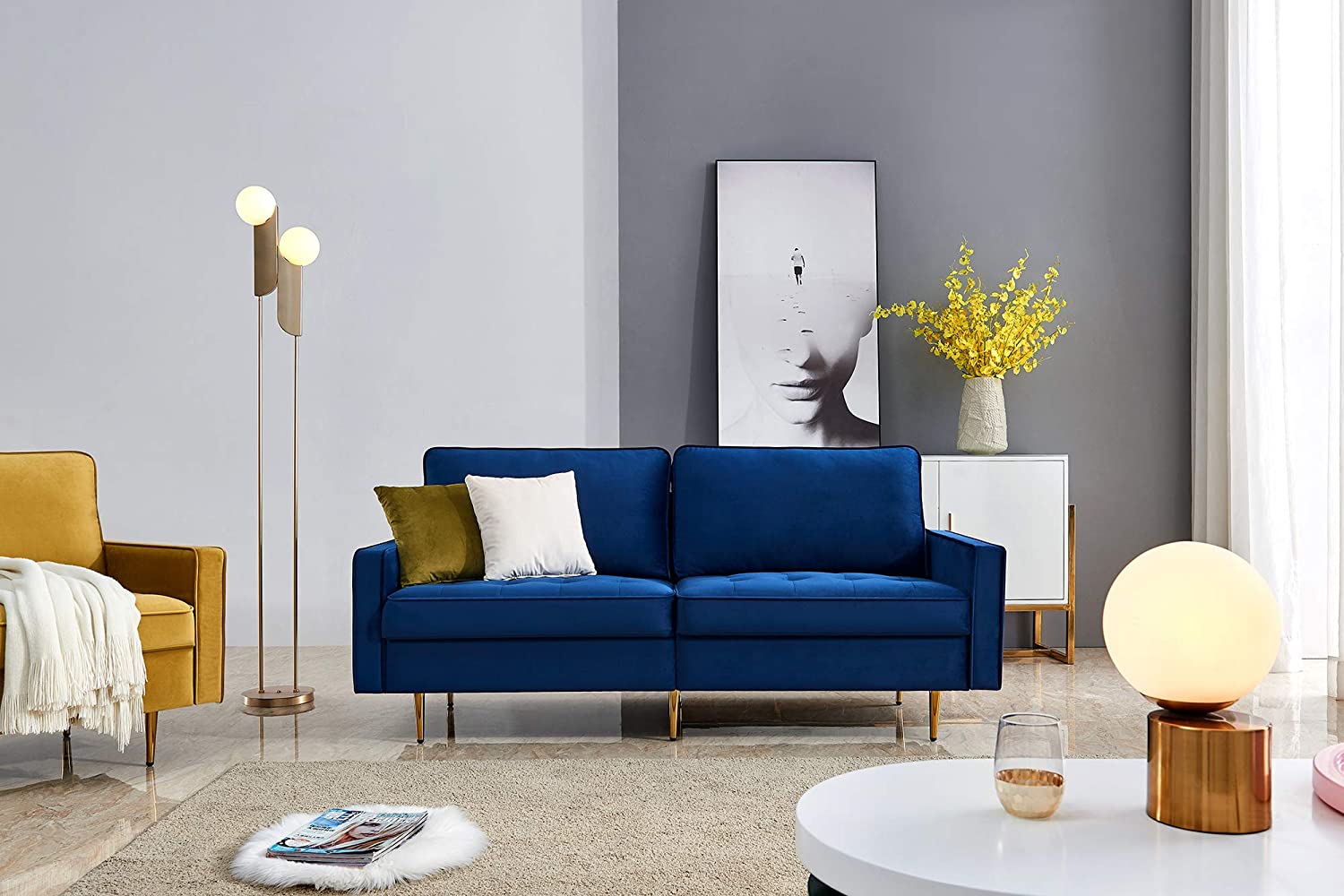 2 Seater Sofa : Velvet Fabric Sofa