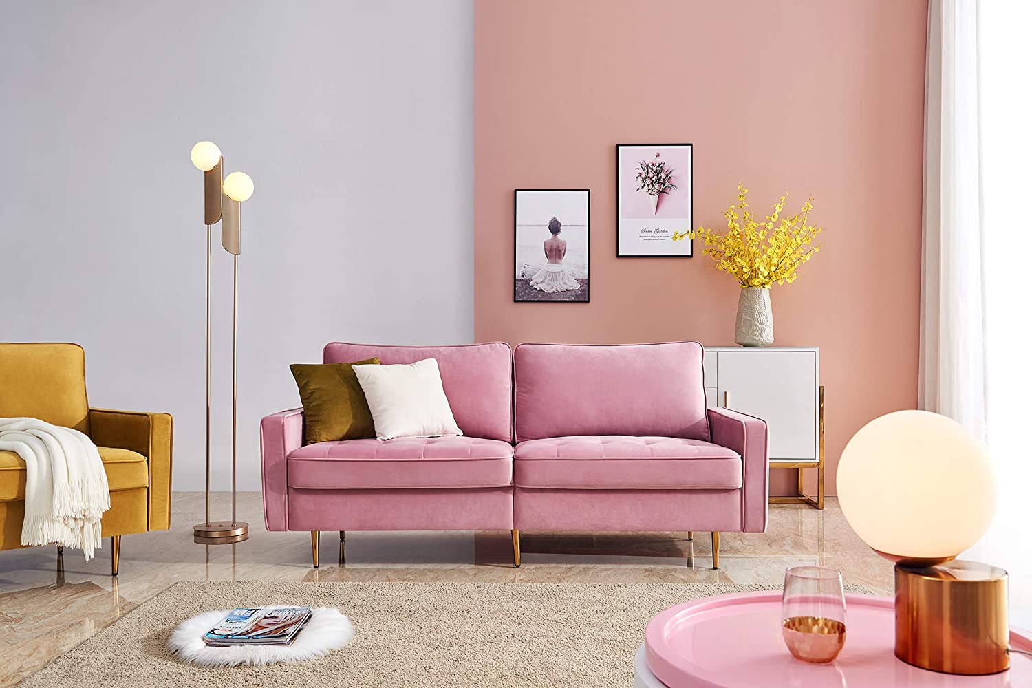 2 Seater Sofa : Velvet Fabric Sofa