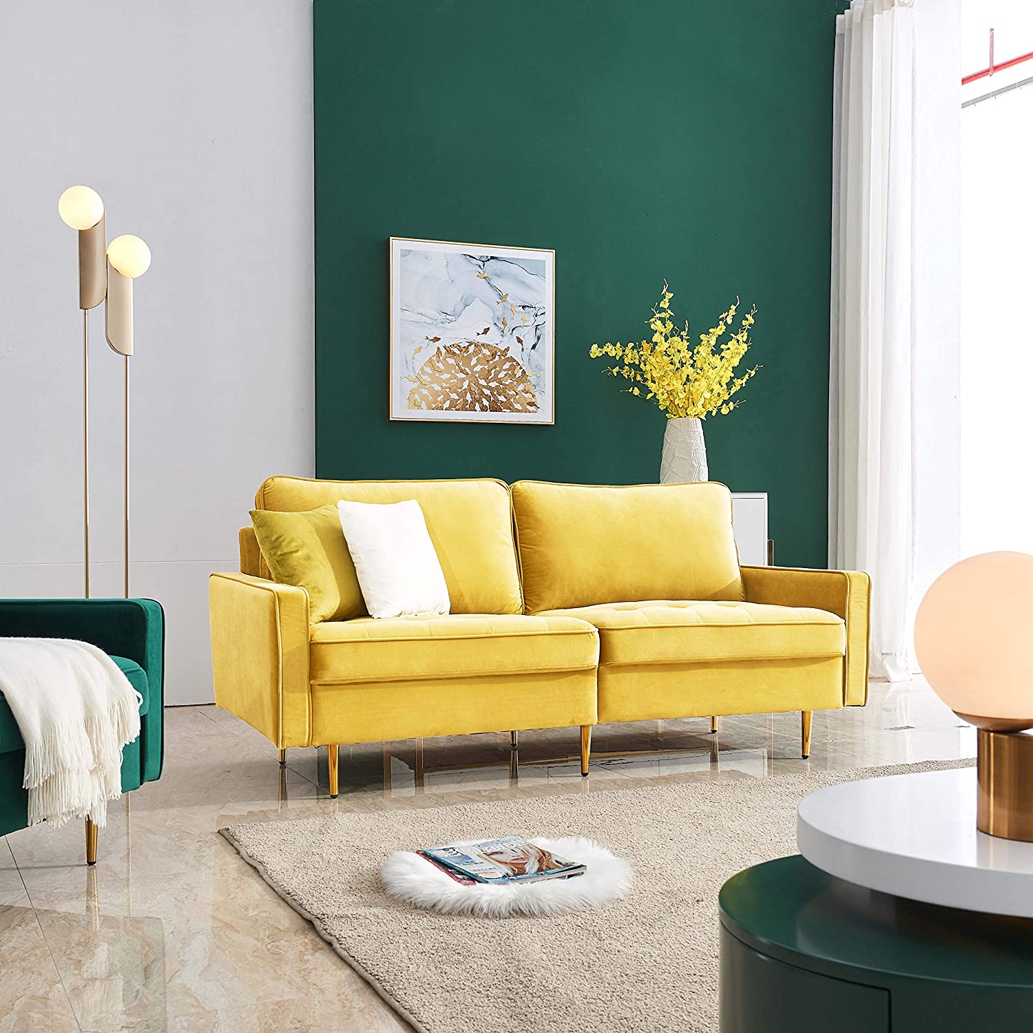 2 Seater Sofa : Velvet Fabric Sofa